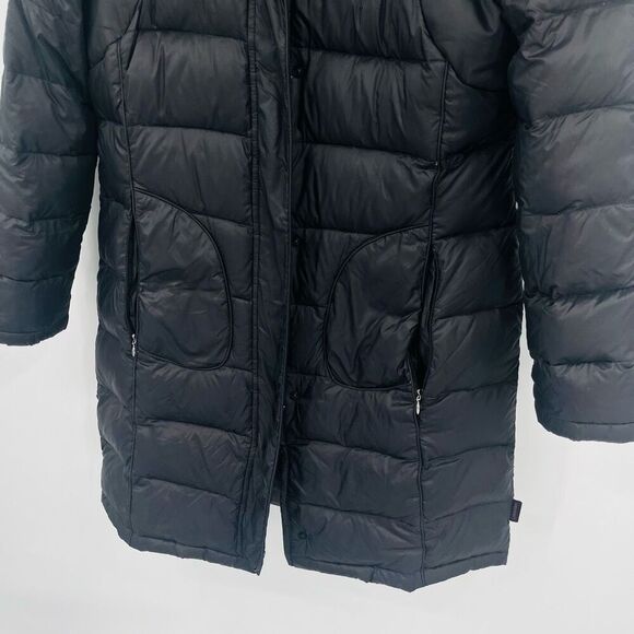 Calvin Klein Quilt Longline Parka Jacket Faux Fur Hood Black Womens Size Medium - Picture 4 of 7